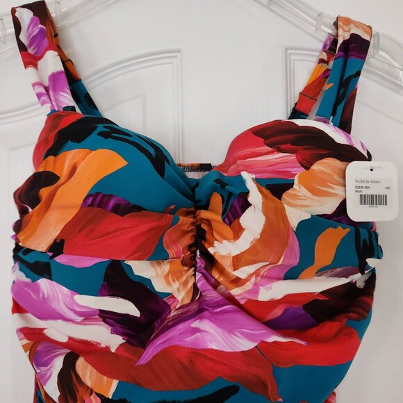 PROFILE BY GOTTEX Multi Sugar And Spice Tankini Swim Top Size US 40D, UK 40D NEW - Picture 2 of 9